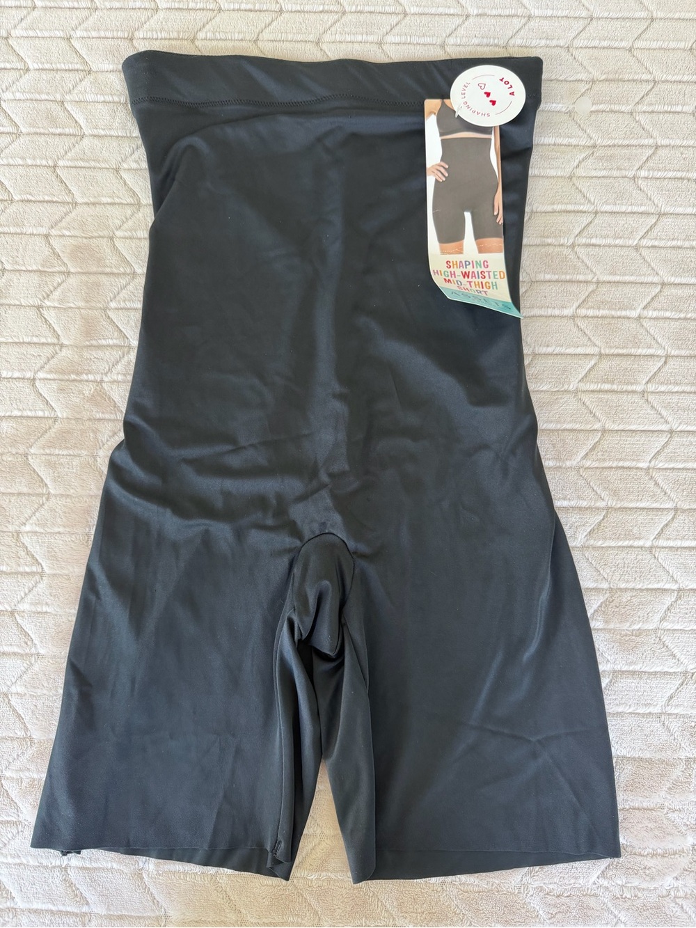 Assets by Spanx Shaping High Waisted Mid Thigh Shorts Tummy Control Large